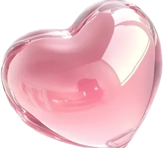 Corazón de cristal rosa 3D flotante