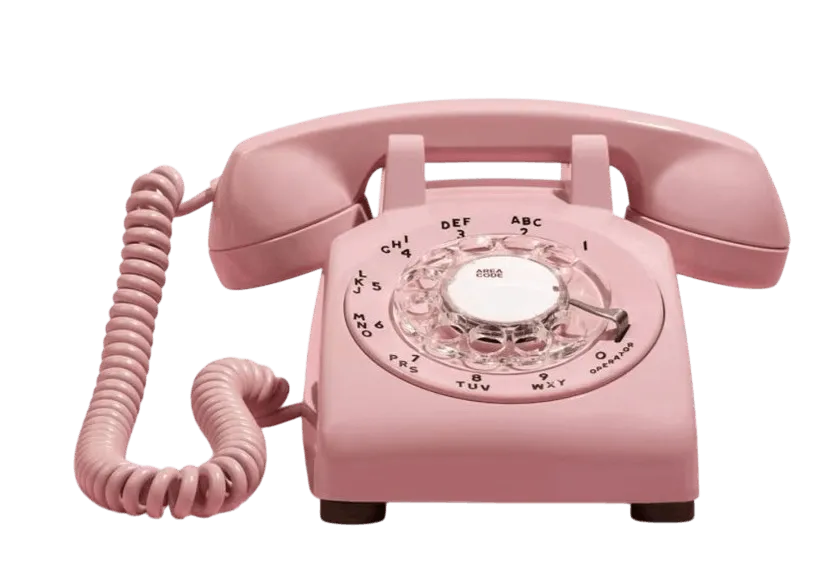 Teléfono vintage de disco rosa pastel