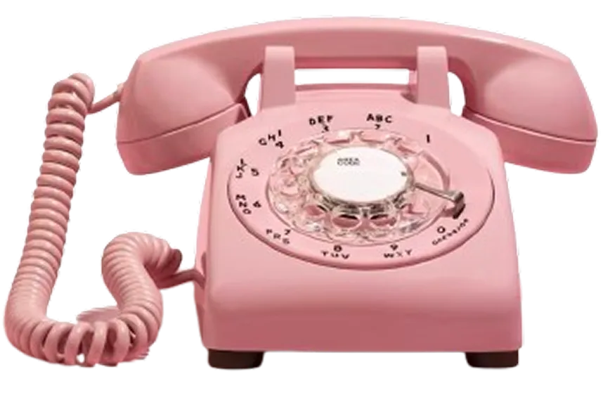 Teléfono vintage de disco rosa pastel